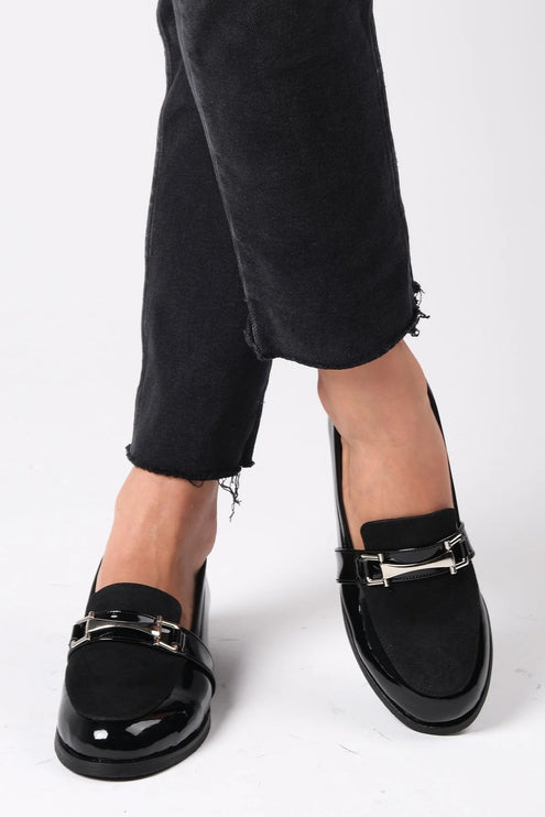 Bernice Black Color Patent Leather Oxford Shoes F14