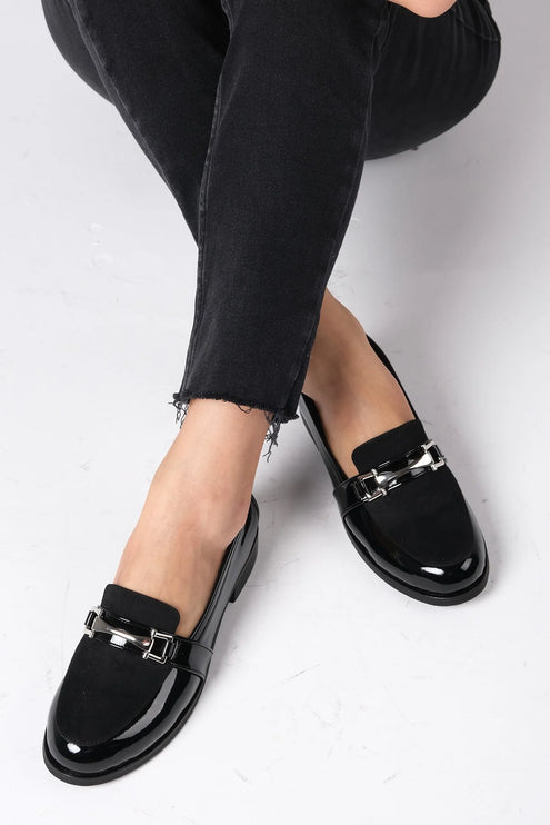 حذاء بيرنيس أكسفورد جلد أسود اللون F14
