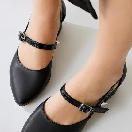 Bricken Skin Pointed Toe Low Heeled Shoes 564║