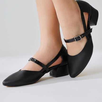 Bricken Skin Pointed Toe Low Heeled Shoes 564║