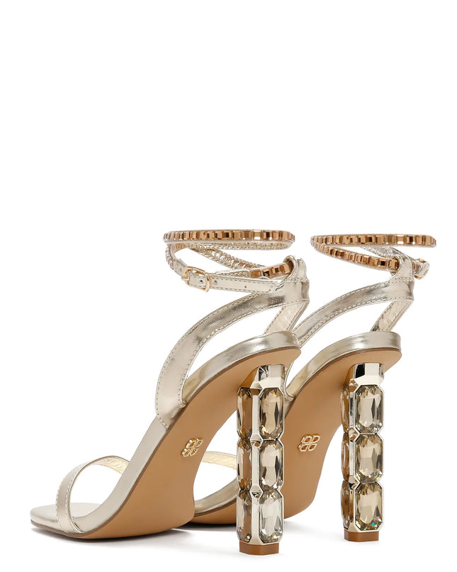 Women's Gold Ankle Strap High Heels H26