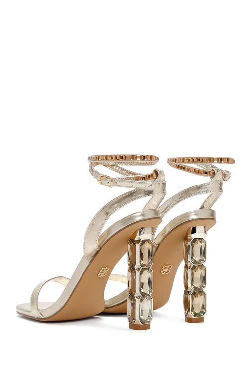Women's Gold Ankle Strap High Heels H26