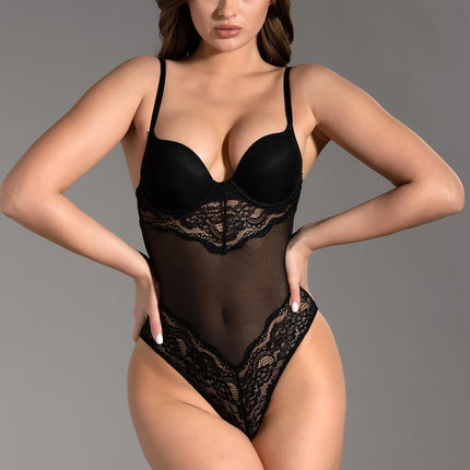 Supported Lace Bodysuit Black