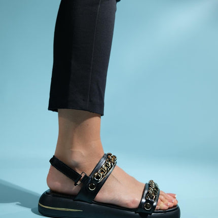 Loket Black Chain Detailed Women's Sandals -0014