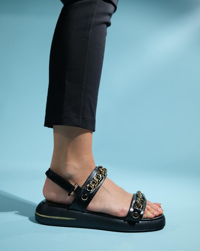 Loket Black Chain Detailed Women's Sandals -0014