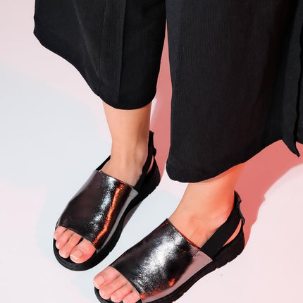 Londoi Beige Skin Genuine Leather Elastic Women's Sandals -006