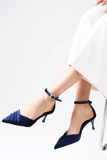 Dina Navy Blue High Heeled Shoes 141║