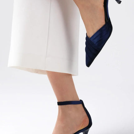 Dina Navy Blue High Heeled Shoes 141║