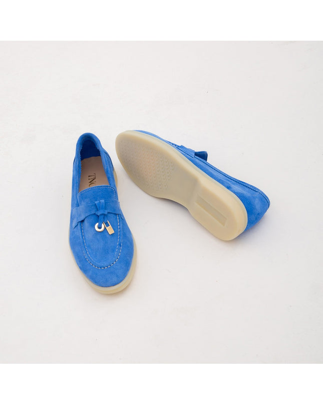 Women's Leather Loafers Blue -307