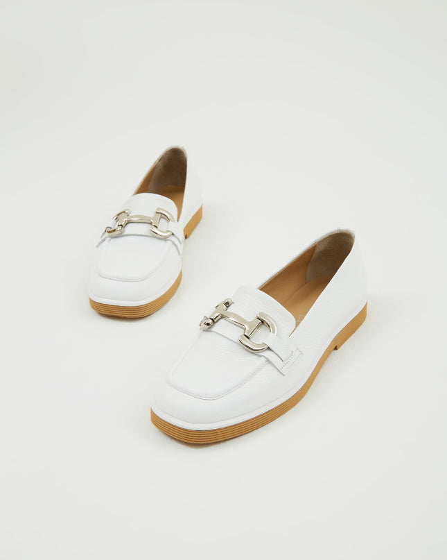 White Women's Genuine Loafers 12║