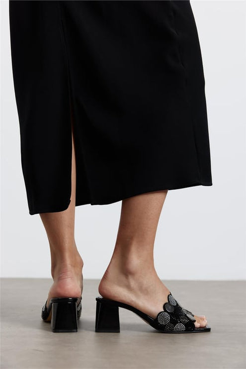 Felicita Women's Heeled Slippers Black -944