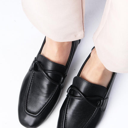 Fiona Genuine Leather Black Loafer 46║