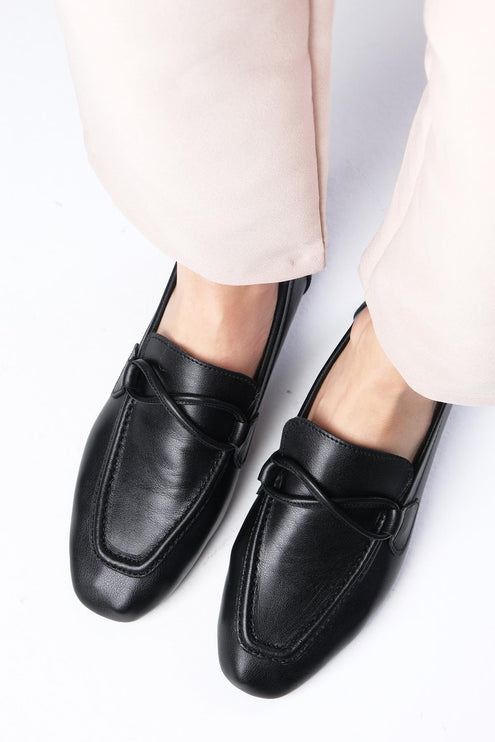 Fiona Genuine Leather Black Loafer 46║