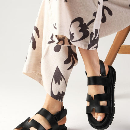 Gia Black Color Velcro Sandals -0016