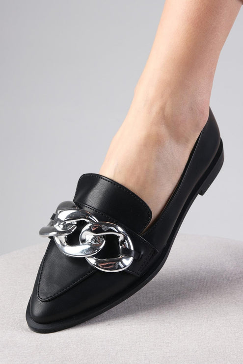 Gianna Black Chain Loafer F09