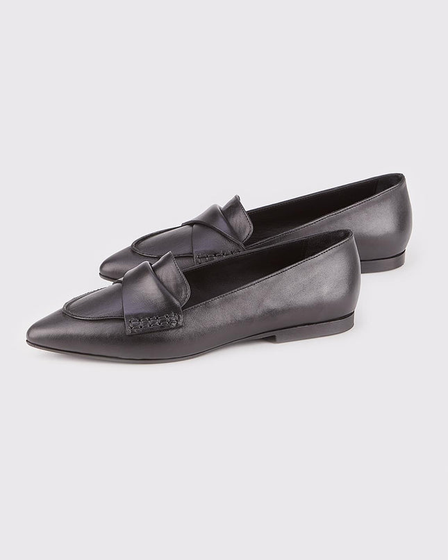 Genuine Leather Black Women's Flat Shoes F30