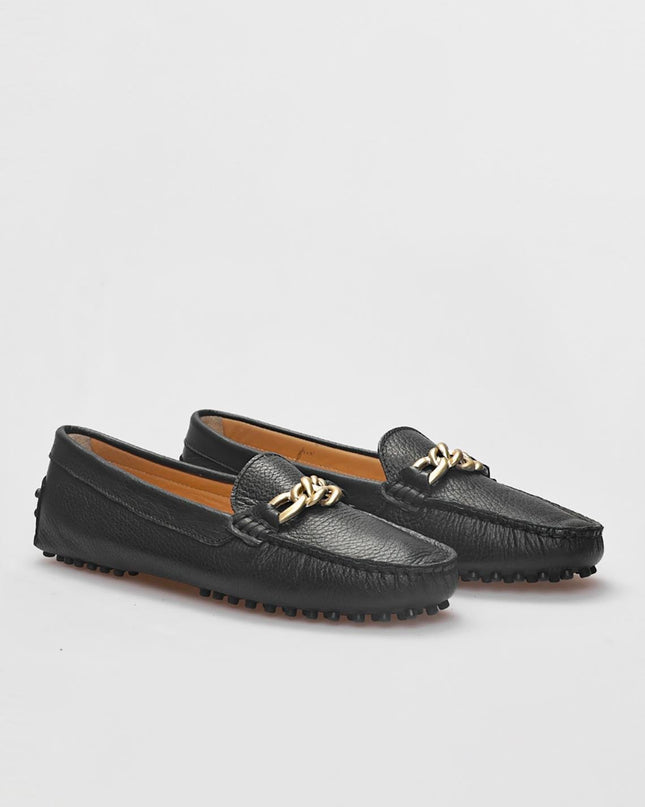 Genuine Leather Black Women's Loafer - 379