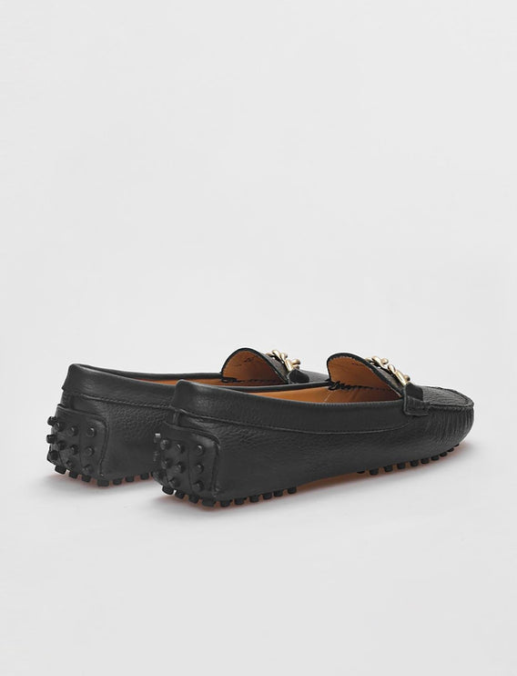حذاء لوفر نسائي من الجلد الطبيعي باللون الأسود - 379