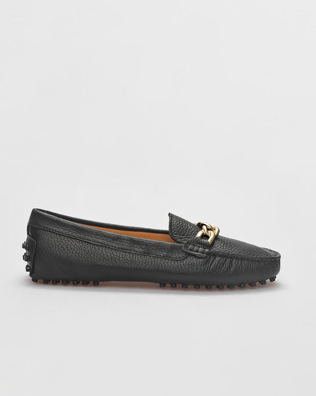 Genuine Leather Black Women's Loafer - 379