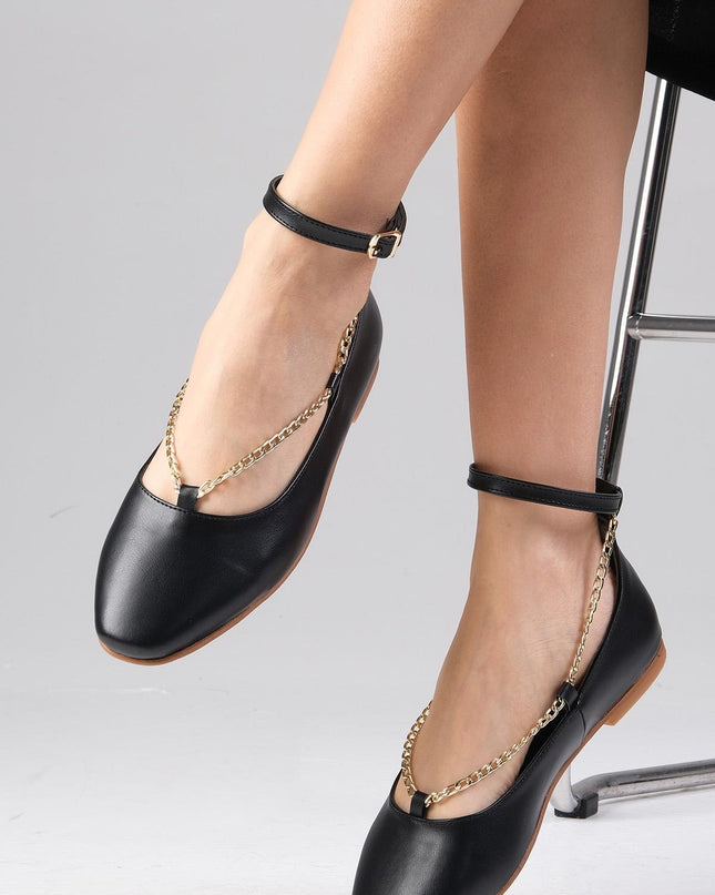 Jennifer Black Color Chain Ballerinas F24