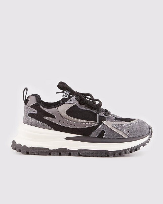 Women's Gray Lace-Up Rubber Sole Sports Shoes -104