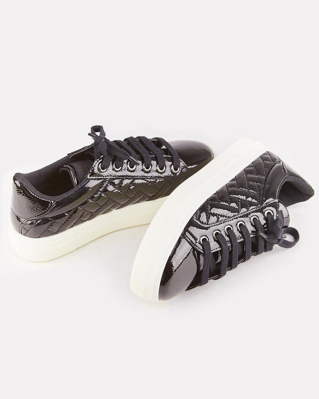 Women's Black Lace-Up Sports Shoes -105