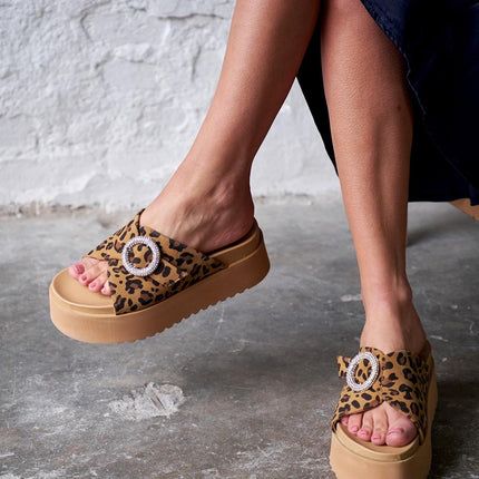 Kaum Leopard Suede Slippers -970