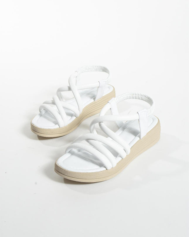 Keila White Rubber Detail Pofidic Piping Women's Sandals - 004