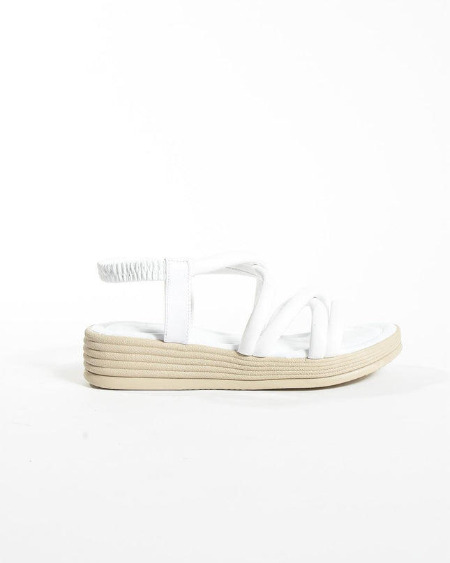 Keila White Rubber Detail Pofidic Piping Women's Sandals - 004