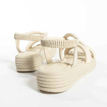 Keila White Rubber Detail Pofidic Piping Women's Sandals - 004