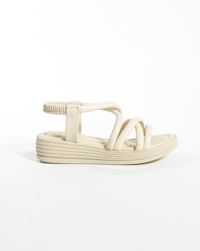 Keila White Rubber Detail Pofidic Piping Women's Sandals - 004