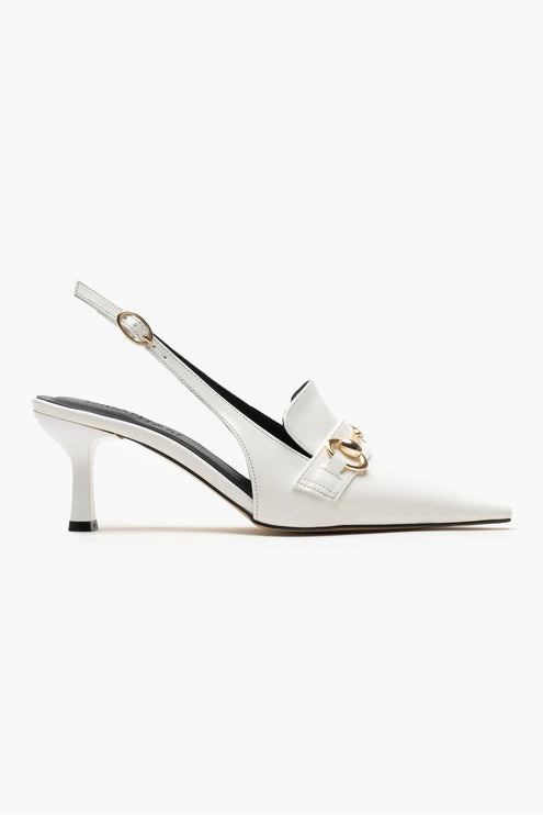 Leona White Patent Leather Accessory Detail Women's Heeled Shoes ║1037