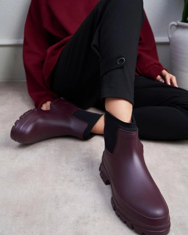 Lera Claret Red Matte Waterproof Warm Lined Flat Sole Women's Zara Boots