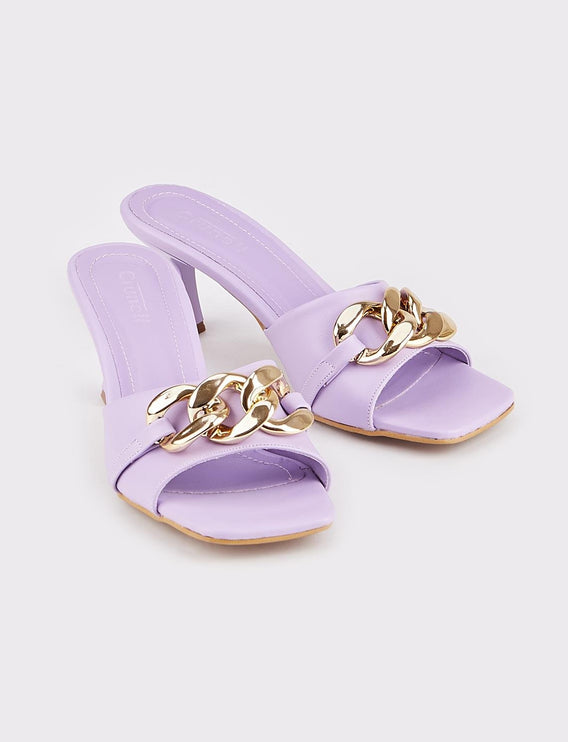 Purple Women's Heeled Slippers -801