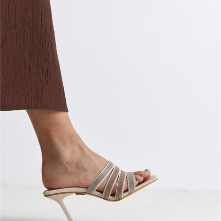 Moude Women's Heeled Slippers Beige -988