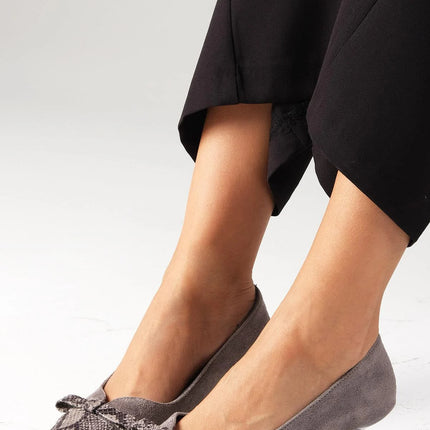 Gray Color Low Heeled Shoes 123║