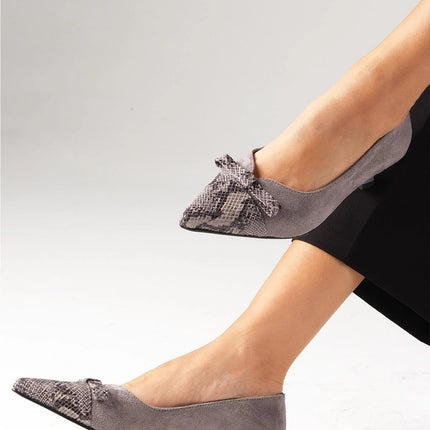 Gray Color Low Heeled Shoes 123║