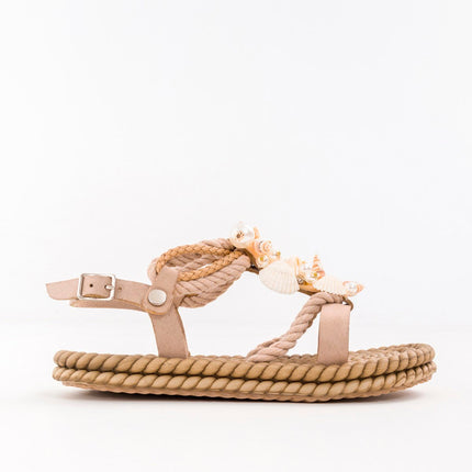 Latte Beige Shell Women's Sandals - 001