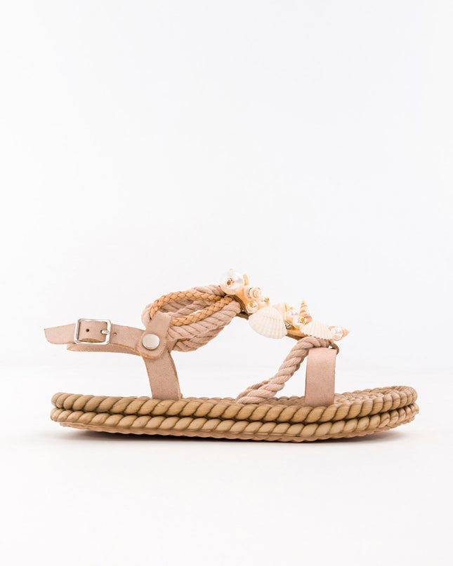 Latte Beige Shell Women's Sandals - 001