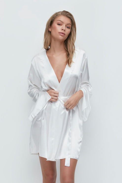 Back Detail Long Sleeve Satin Nightgown