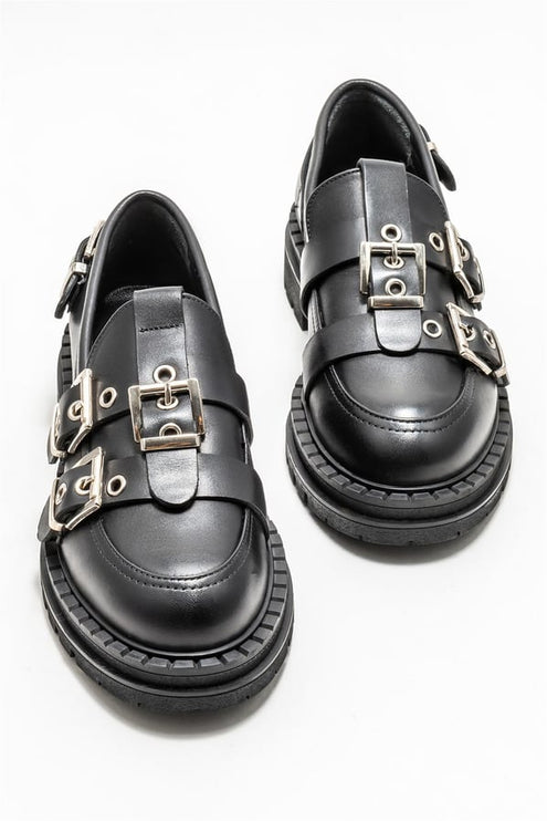 حذاء كاجوال نسائي جلد أسود -356