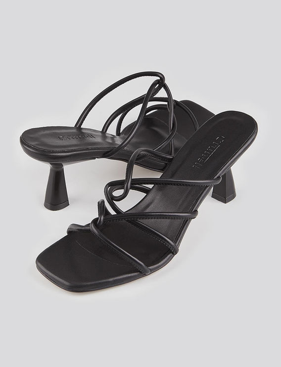 Black Women's Thin Heeled Slippers -803