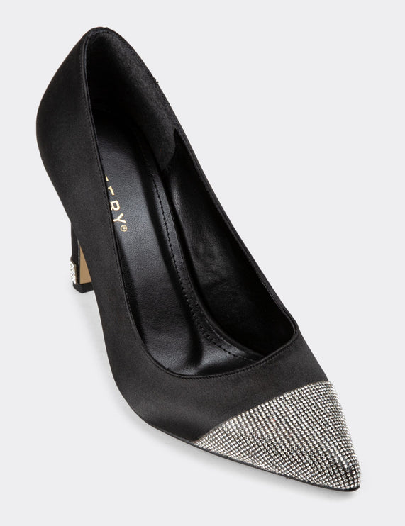 Beige Satin Stone Stiletto Women's Heeled Shoes 147║