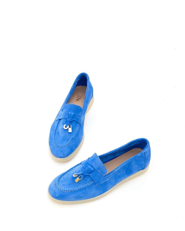 Women's Leather Loafers Blue -307