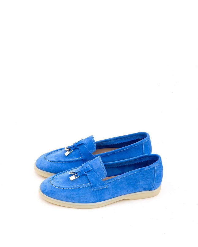 Women's Leather Loafers Blue -307