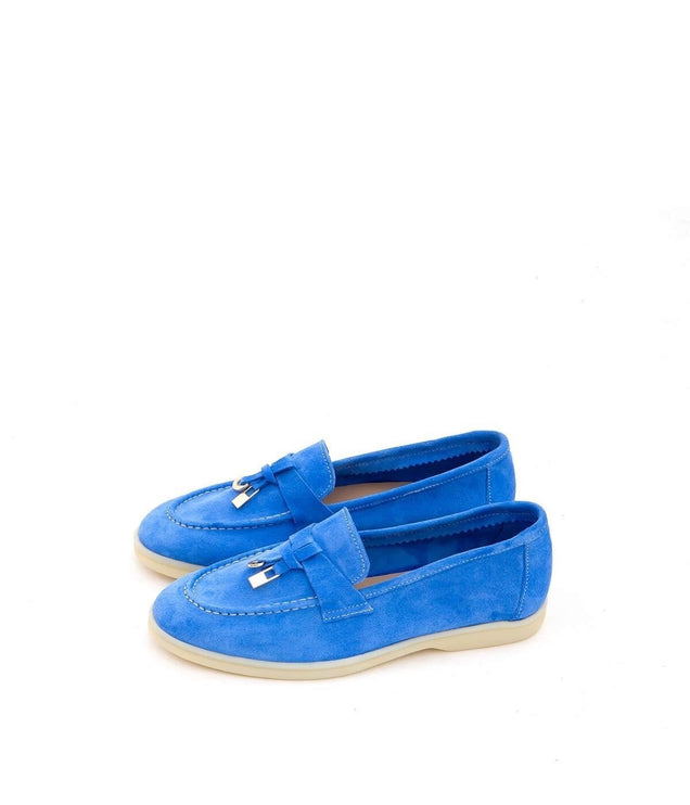 Women's Leather Loafers Blue -307