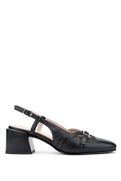 Women's Genuine Leather Mink Heeled Sandals H15