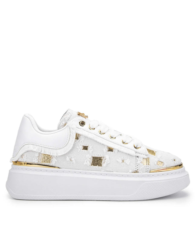 Women's Textile White/Black Sneakers -289