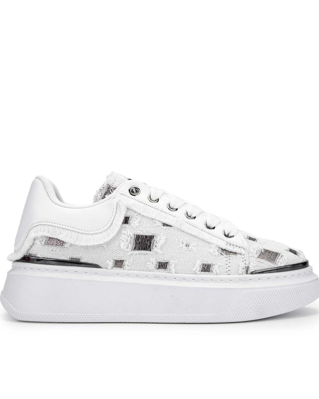 Women's Textile White/Black Sneakers -289