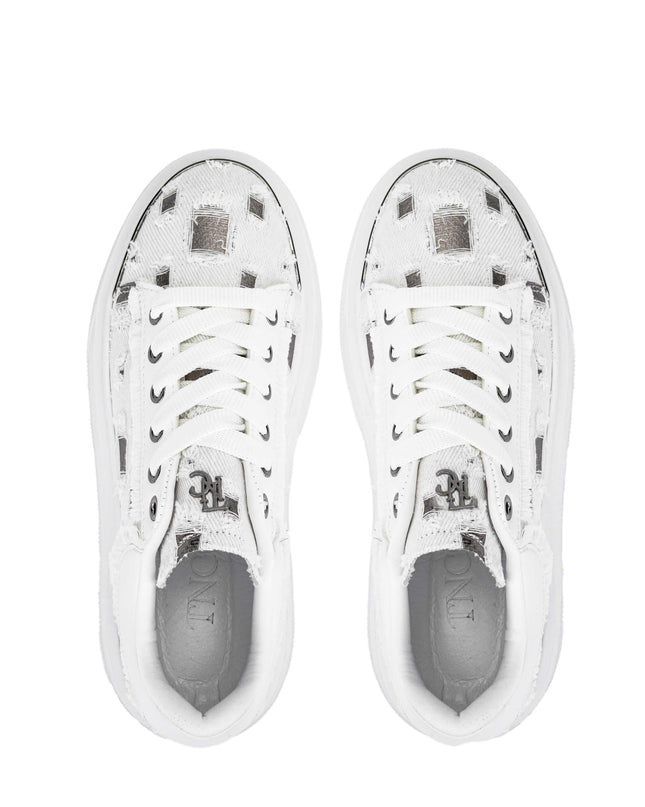 Women's Textile White/Black Sneakers -289